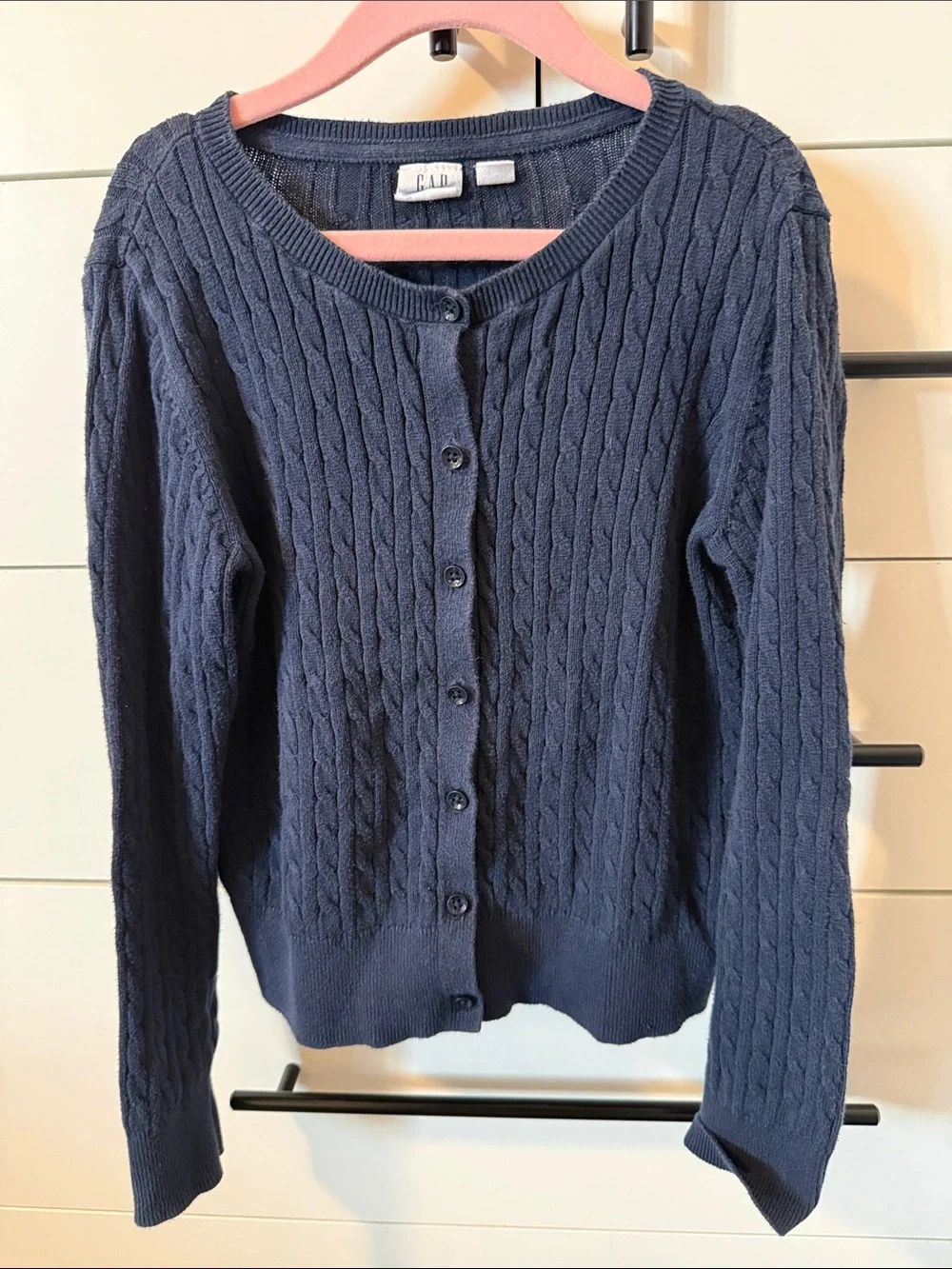 GAP kids Navy Cable Knit Button-Up Cardigan